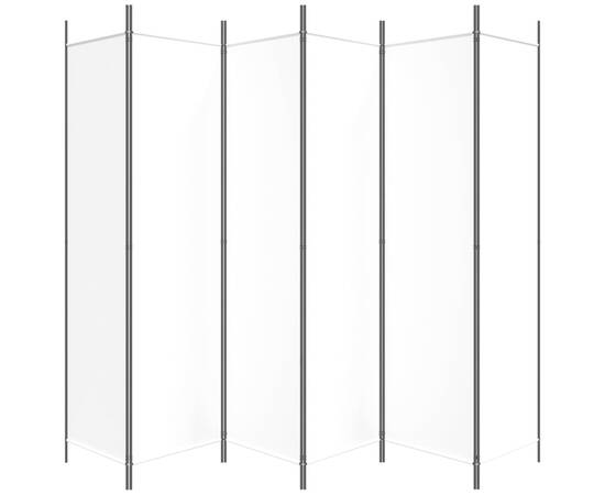 Paravan de cameră cu 6 panouri, alb, 300x200 cm, textil, 4 image