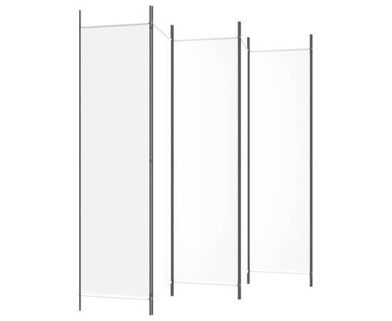 Paravan de cameră cu 6 panouri, alb, 300x200 cm, textil, 5 image