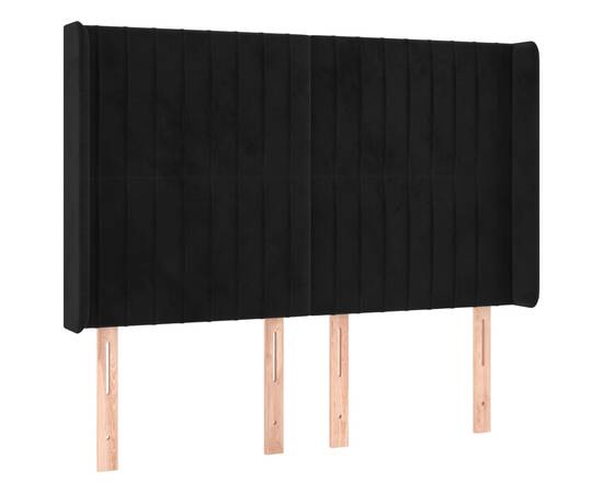 Pat cu arcuri, saltea și led, negru, 140x200 cm, catifea, 7 image