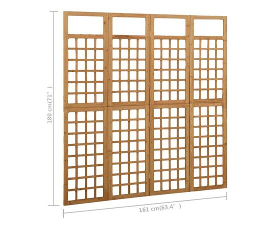 Separator cameră cu 4 panouri, 161x180 cm, nuiele lemn brad, 6 image