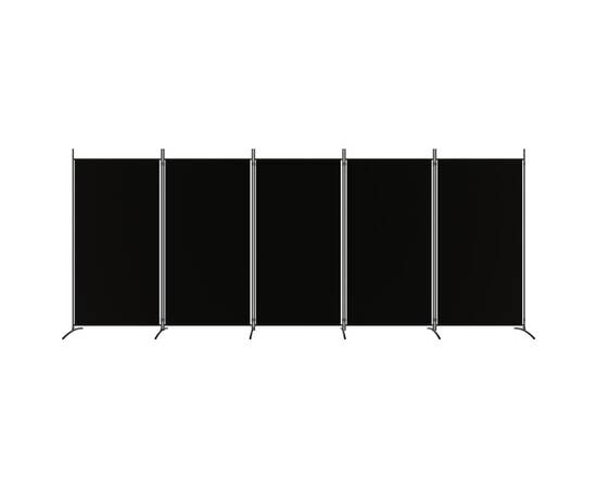 Paravan de cameră cu 5 panouri, negru, 433x180 cm, textil, 3 image