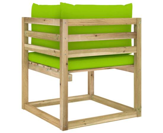 Canapea de grădină colțar cu perne, lemn de pin verde tratat, 5 image