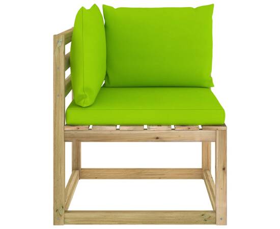 Canapea de grădină colțar cu perne, lemn de pin verde tratat, 2 image