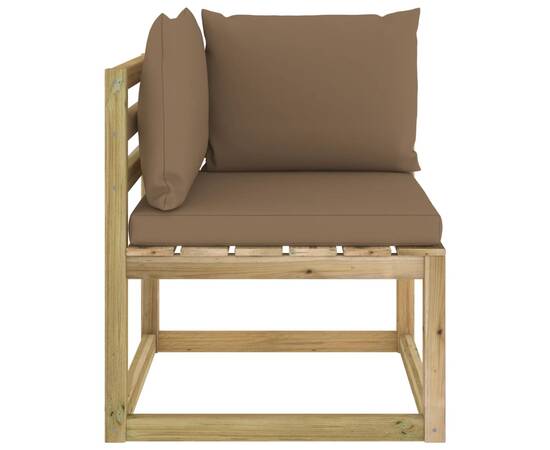 Canapea de grădină colțar cu perne, lemn de pin verde tratat, 2 image