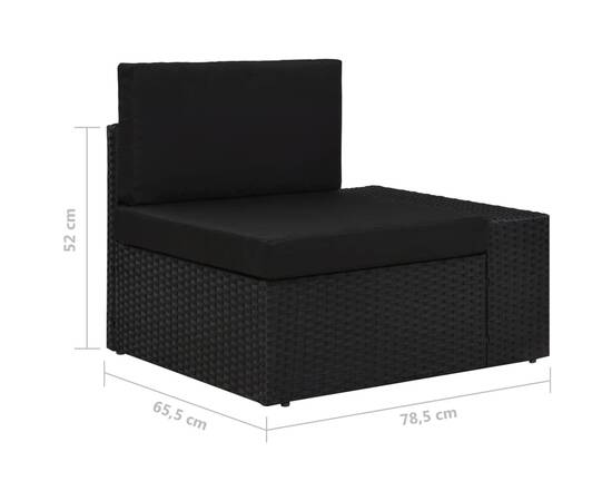 Canapea modulară cu 2 locuri, negru, poliratan, 7 image
