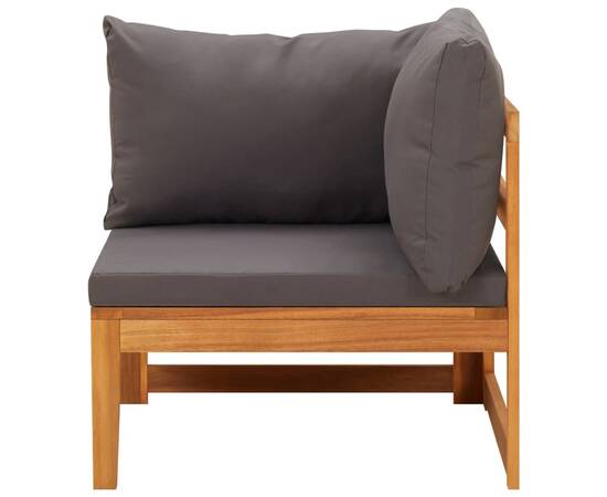 Canapea de colț cu perne gri închis, lemn masiv acacia, 2 image