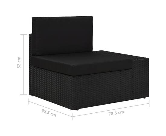 Canapea modulară cu 3 locuri, negru, poliratan, 8 image