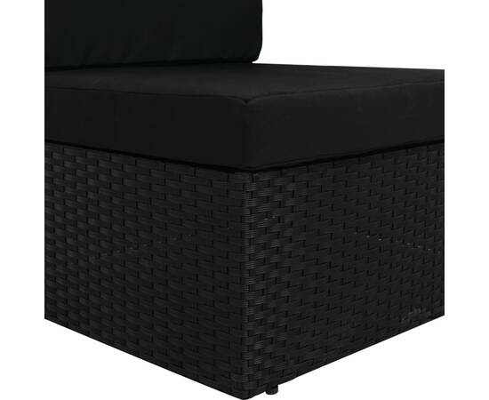 Canapea modulară cu 3 locuri, negru, poliratan, 5 image