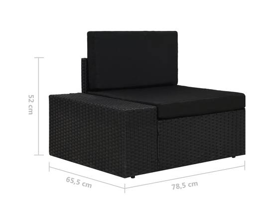 Canapea modulară cu 3 locuri, negru, poliratan, 9 image