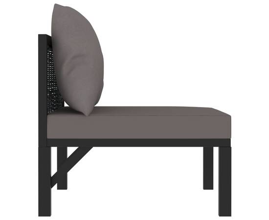 Canapea modulară de mijoc cu pernă, antracit, poliratan, 3 image