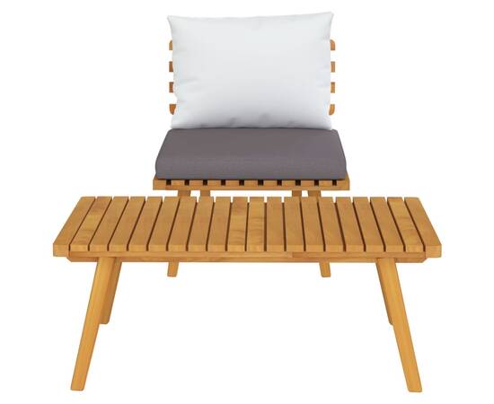 Set mobilier de grădină cu perne, 2 piese, lemn masiv de acacia, 3 image