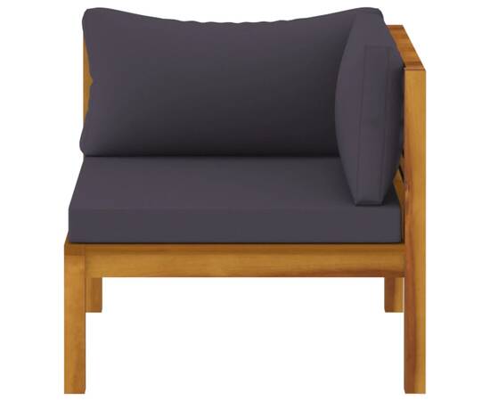Canapele de colț, 2 buc., perne gri închis, lemn masiv acacia, 4 image