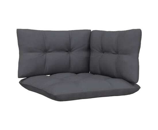 Set mobilier grădină cu perne, 3 piese, negru, lemn masiv pin, 7 image