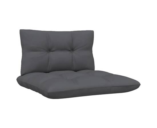 Set mobilier grădină cu perne, 3 piese, negru, lemn masiv pin, 8 image