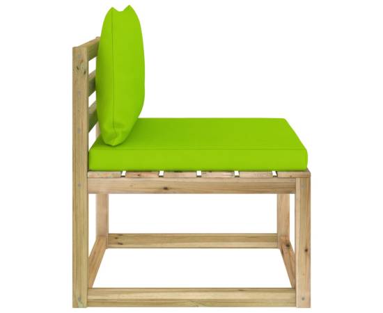 Canapea de grădină de mijloc, cu perne, lemn pin tratat verde, 4 image