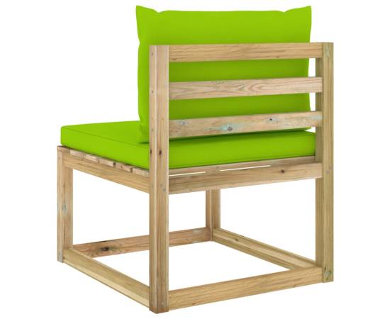 Canapea de grădină de mijloc, cu perne, lemn pin tratat verde, 5 image