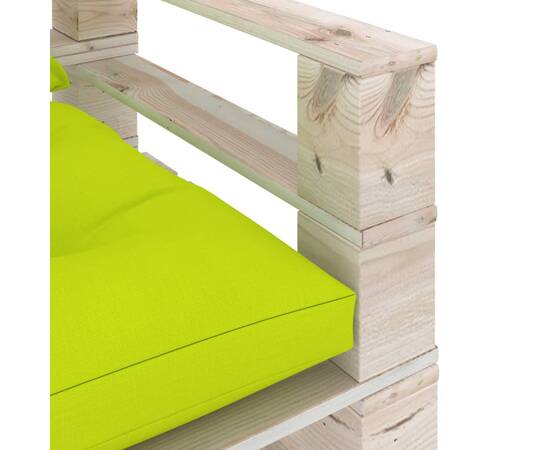 Canapea de grădină din paleți cu perne verde crud, lemn de pin, 5 image