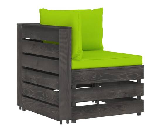 Canapea de colț modulară cu perne, gri, lemn tratat, 3 image