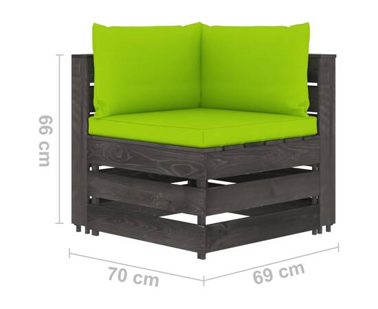 Canapea de colț modulară cu perne, gri, lemn tratat, 6 image