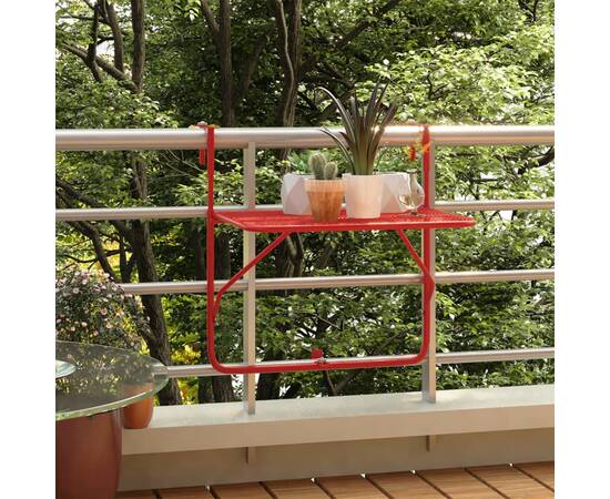Masă de balcon, roşu, 60x40 cm, oțel