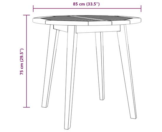 Masă de grădină, Ø85x75 cm, lemn masiv de acacia, 5 image