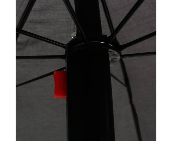Pat șezlong de exterior cu umbrelă, gri, poliratan, 7 image