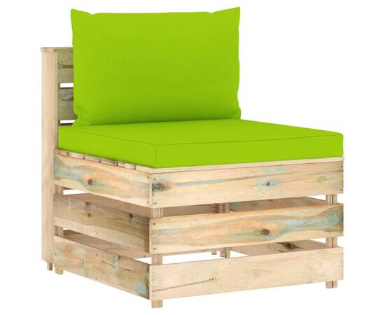 Canapea de mijloc modulară cu perne, lemn verde tratat