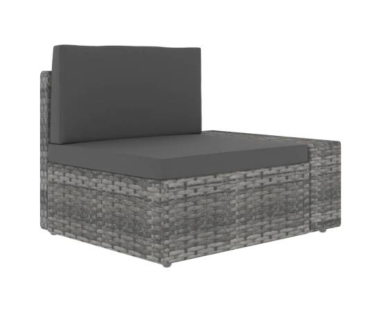 Canapea modulară cu 2 locuri, gri, poliratan, 3 image
