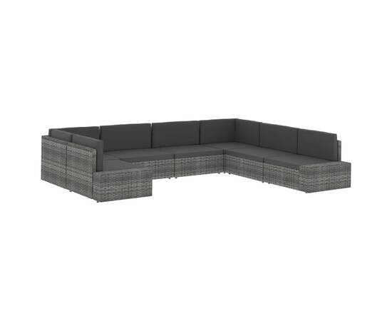 Canapea modulară cu 2 locuri, negru, poliratan, 10 image
