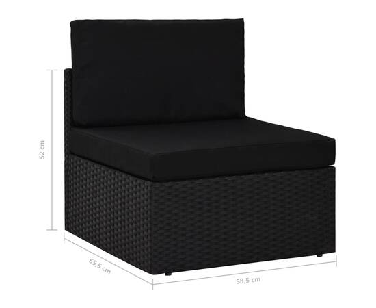 Canapea modulară cu 2 locuri, negru, poliratan, 7 image