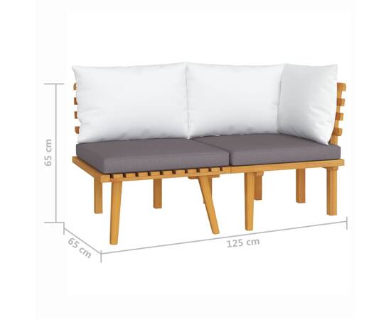 Set mobilier de grădină cu perne, 2 piese, lemn masiv de acacia, 7 image