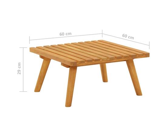 Taburet de grădină cu pernă, 60 x 60 x 29 cm, lemn masiv acacia, 6 image