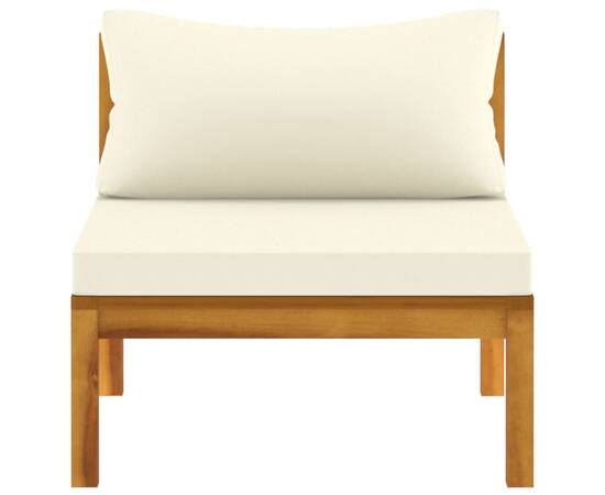 Set canapea grădină perne alb crem, 2 piese, lemn masiv acacia, 9 image