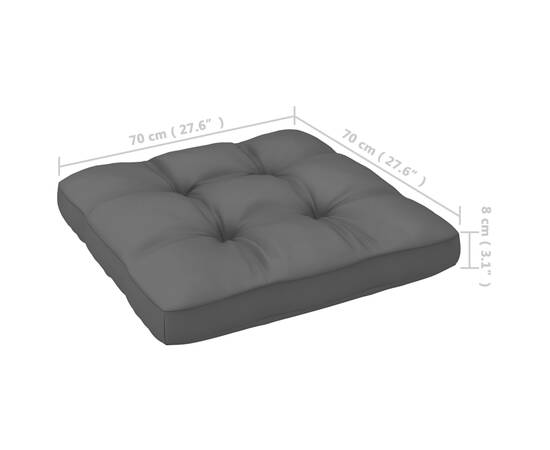 Set mobilier de grădină cu perne, 2 piese, gri, lemn masiv pin, 9 image