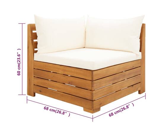 Set mobilier grădină cu perne, 2 piese, lemn masiv de acacia, 8 image