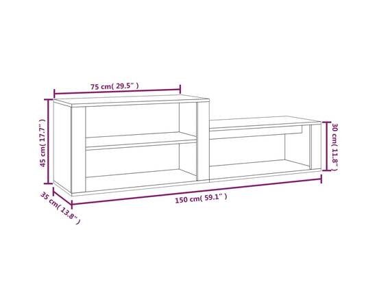 Pantofar, gri beton, 150x35x45 cm, lemn prelucrat, 9 image