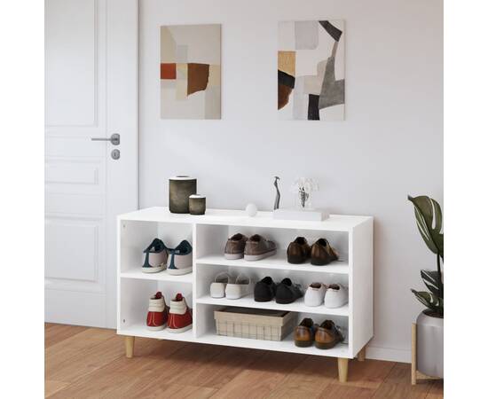 Pantofar, alb extralucios, 102x36x60 cm, lemn compozit, 3 image