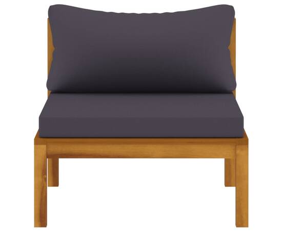 Canapea de mijloc modulară, perne gri închis, lemn masiv acacia, 3 image