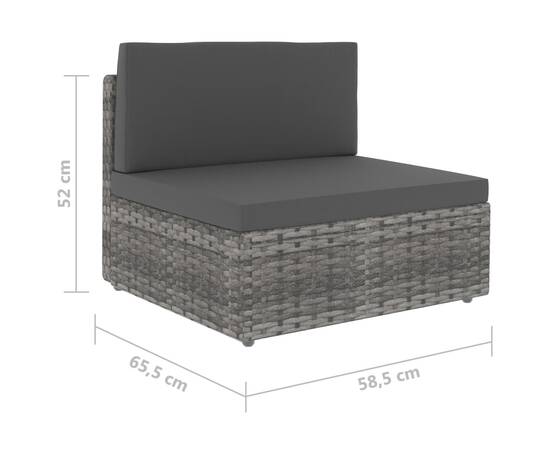 Canapea modulară cu 2 locuri, gri, poliratan, 8 image