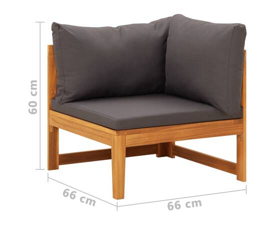 Set mobilier grădină cu perne gri închis, 2 piese, lemn acacia, 11 image