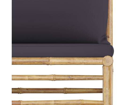 Canapea de mijloc pentru grădină, perne gri închis, bambus, 5 image