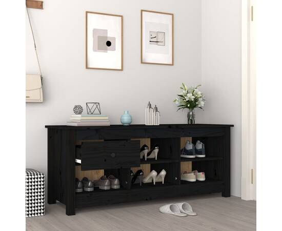 Dulap pentru pantofi, negru, 110x38x45,5 cm, lemn masiv pin, 6 image