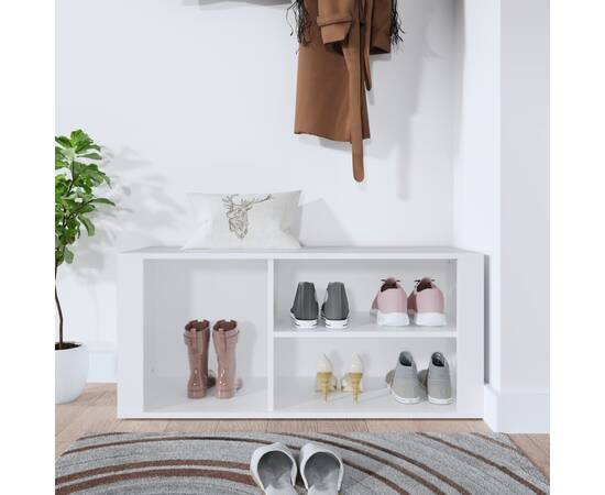 Pantofar, alb, 100x35x45 cm, lemn compozit, 3 image