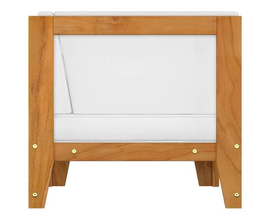 Canapea colțar modulară cu perne alb crem, lemn masiv de acacia, 3 image
