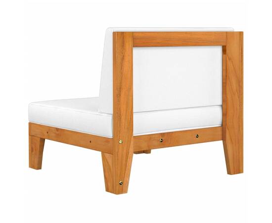 Canapea colțar modulară cu perne alb crem, lemn masiv de acacia, 4 image