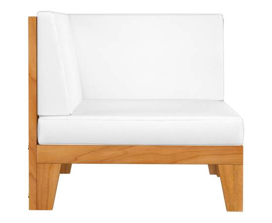 Canapea colțar modulară cu perne alb crem, lemn masiv de acacia, 2 image