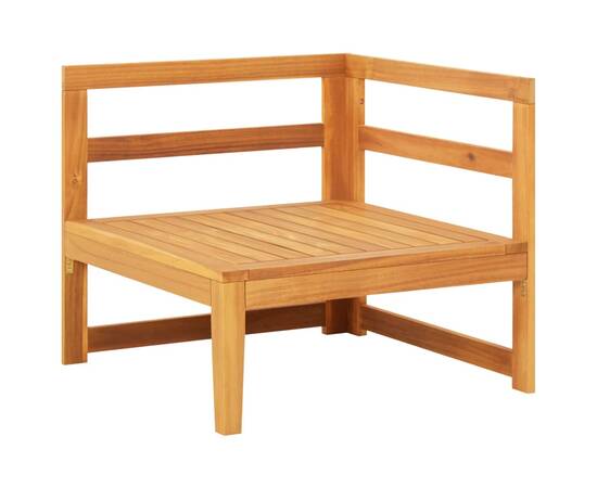 Canapea de colț cu perne alb crem, lemn masiv de acacia, 5 image