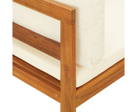 Canapea de colț cu perne alb crem, lemn masiv de acacia, 6 image