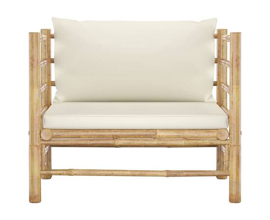 Canapea de grădină cu perne alb crem, bambus, 2 image