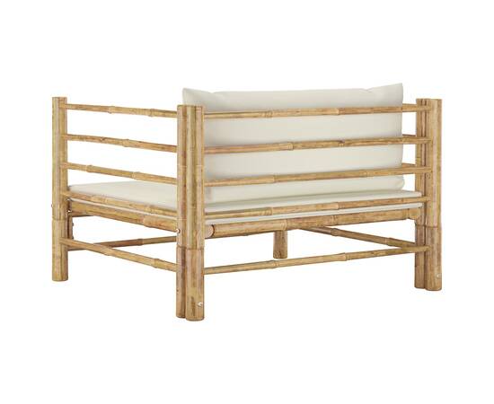 Canapea de grădină cu perne alb crem, bambus, 4 image
